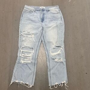 Flying Monkey Men's 32 (36x25) Jeans Light Wash Heavy Distressed Denim Casual